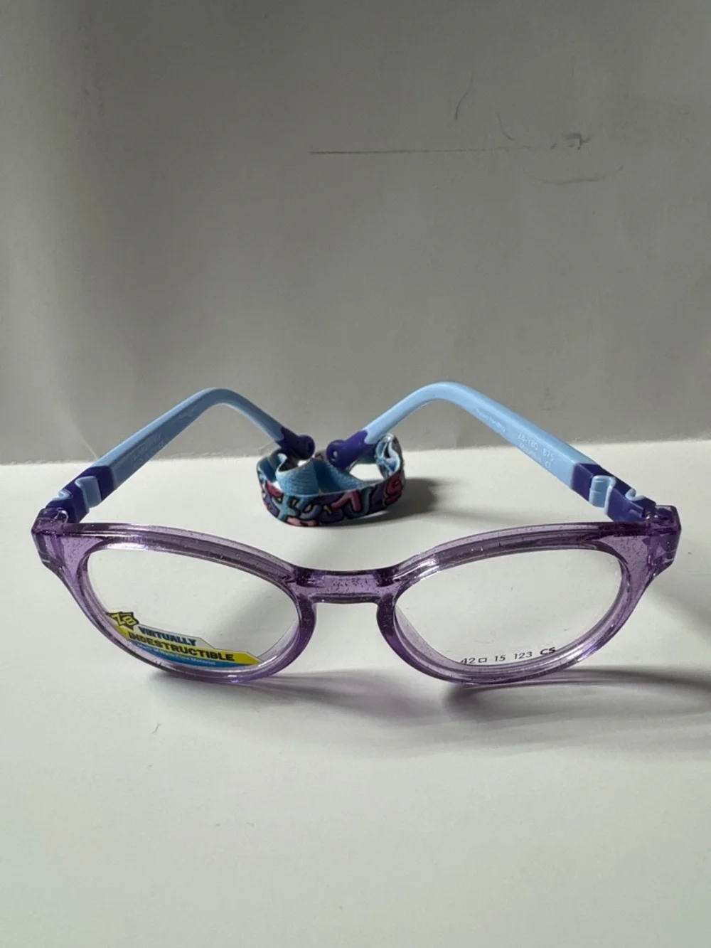 Kids Purple and Light Blue Eyeglasses with Adjustable Strap
